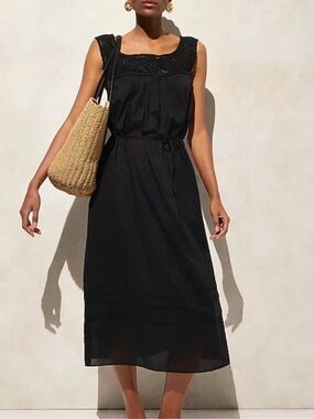 J Crew black crochet knit dress small NWT